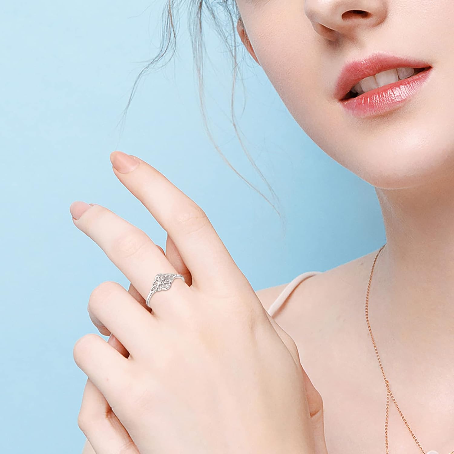 Irish Celtic Knot Ring for Women : 925 Sterling Silver Celtic Love Knot Ring Jewelry Gift for Women Girlfriend Wife