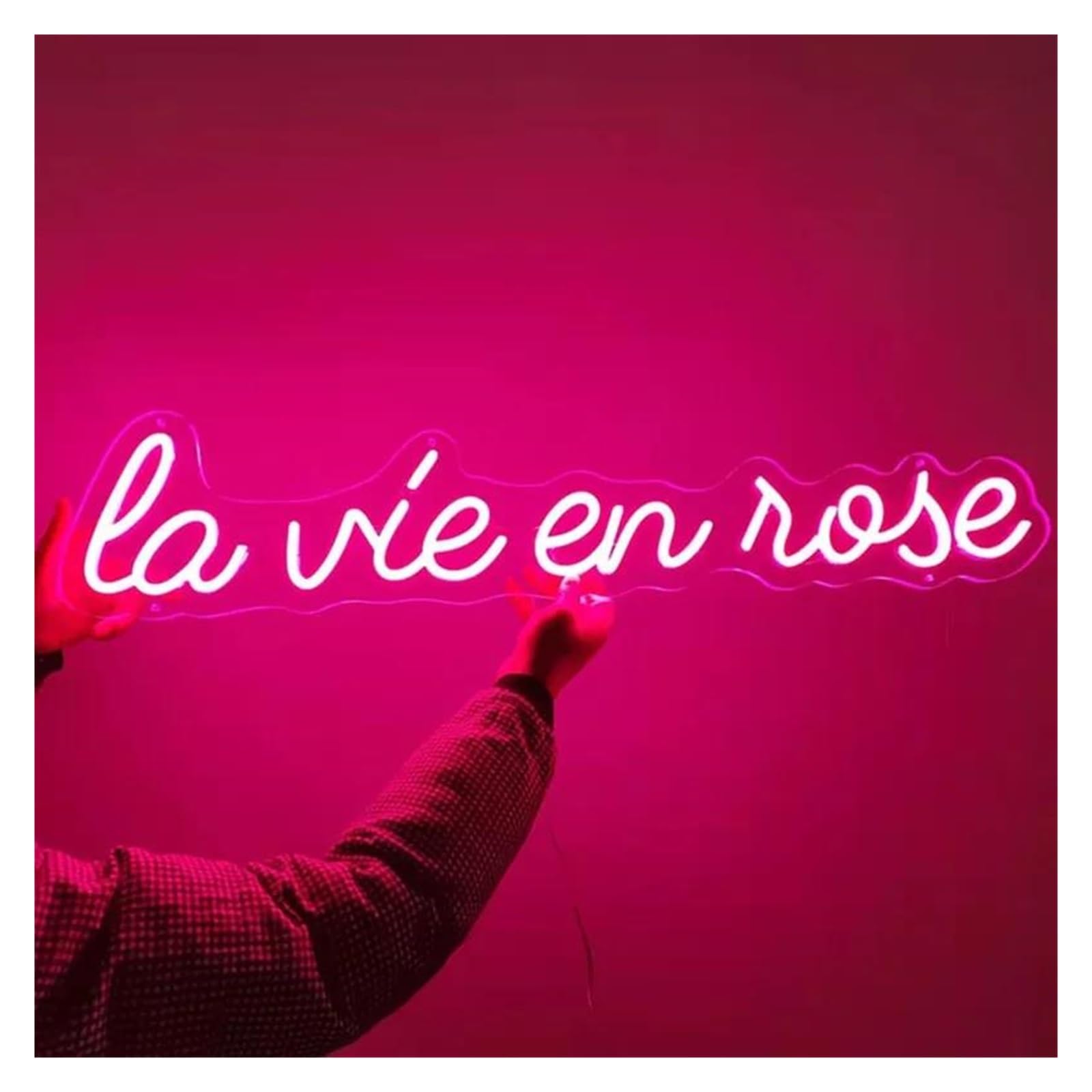 Wiszące neony artystyczne "La Vie En Rose"LED Neon Light Sign Art Lamp Illuminate Shop Home Living Room Interior Wall Decor Wedding Decor 55x14cm