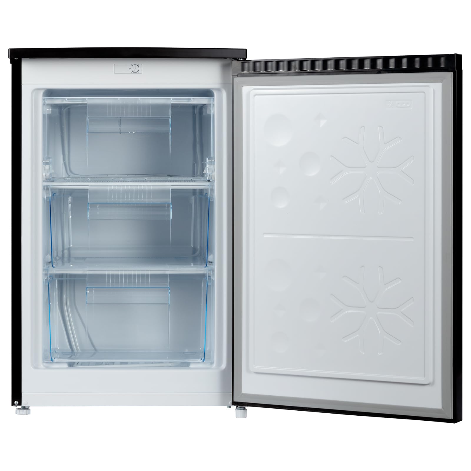 CHiQ CSD90D4DU Upright Freezer 90L, Singe Door mini, Reversible Door, Undercounter, Adjustable thermostat, Basement/Home/Student Dorm/Apartment/Office, Black