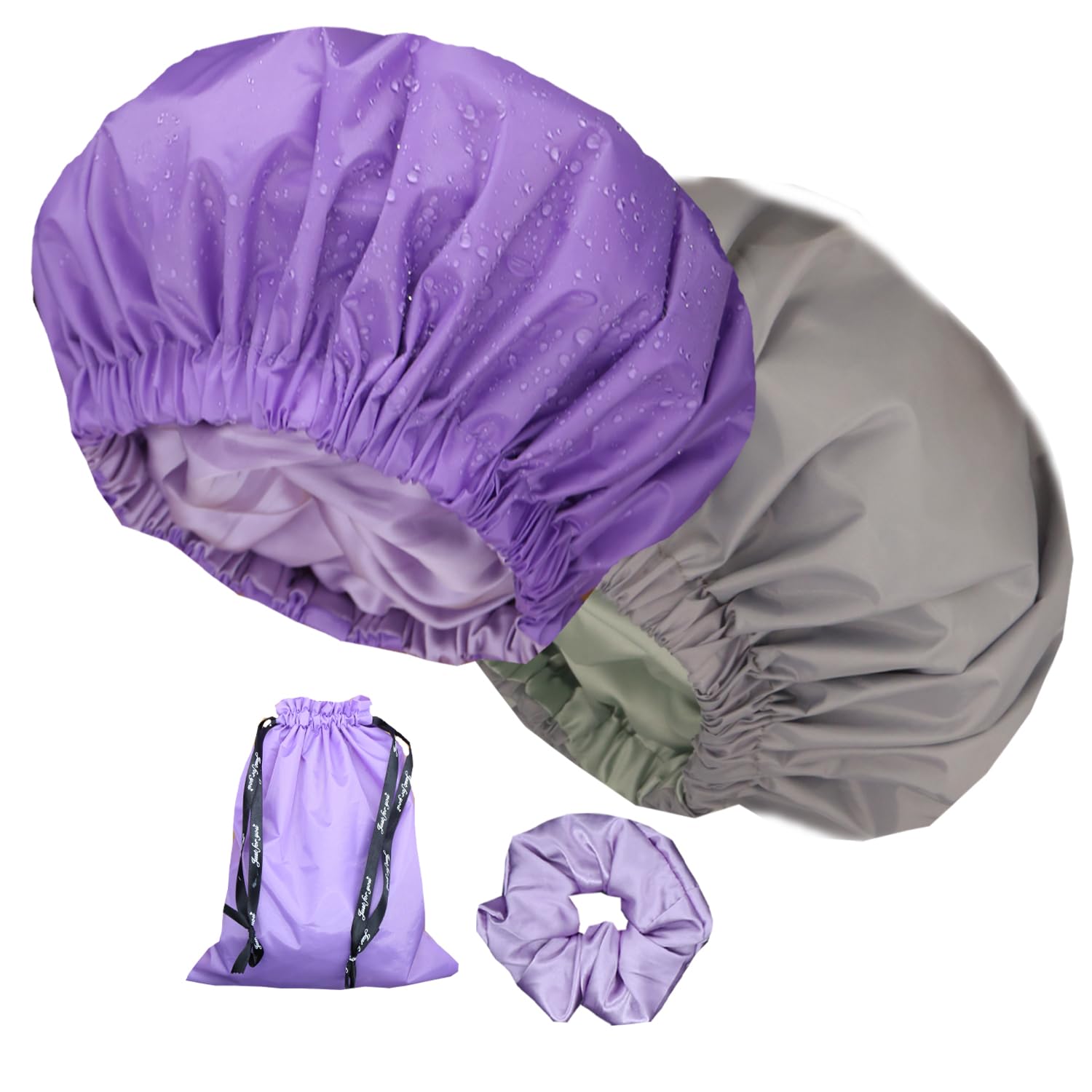 Bonnet de douche de luxe doublé en satin Genergy ajustable grand format - 14