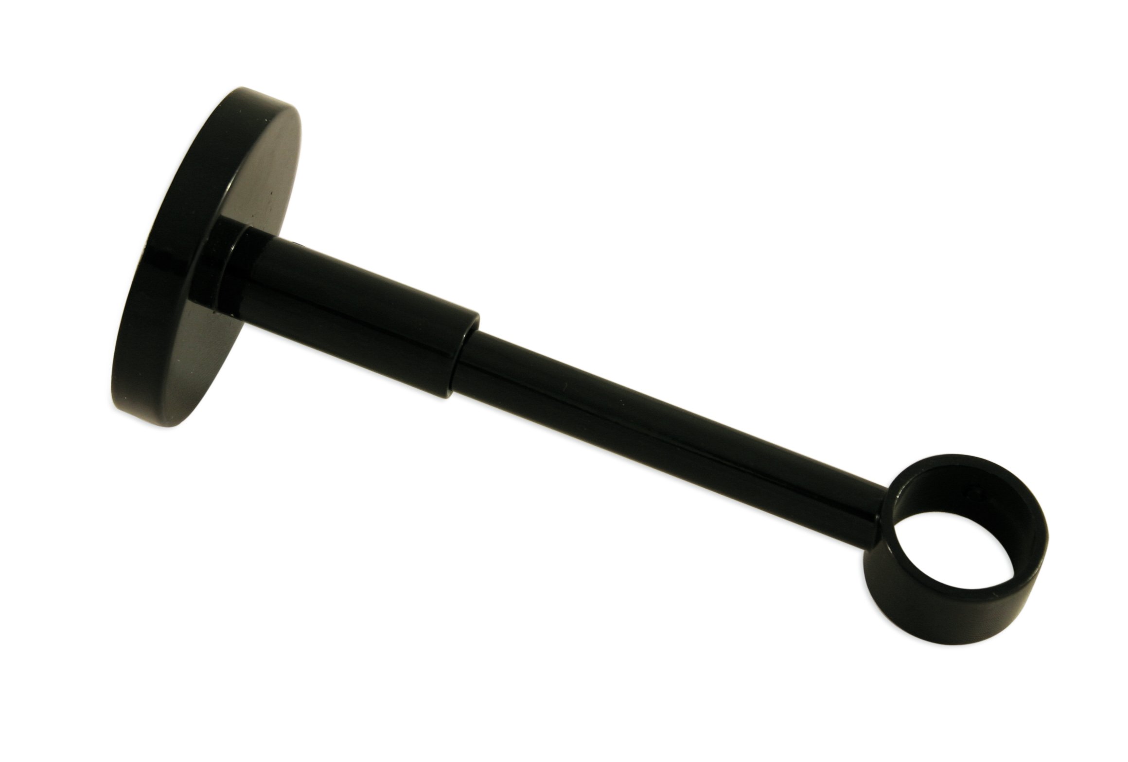 Gardinia Bracket with Mounting Plate for Curtain Rods, 1-Rod Holder, Closed, Mounting Kit Included, Chicago Series, 20 mm Diameter, Black