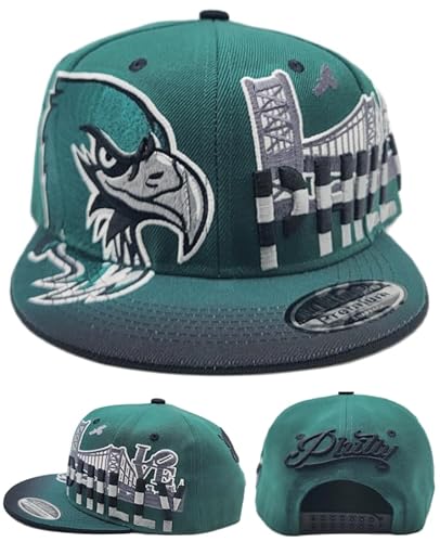 Philadelphia New Leader Premium Downtown Skyline 2 Liberty Bald Eagle Philly Green Black Era Snapback Hat Cap
