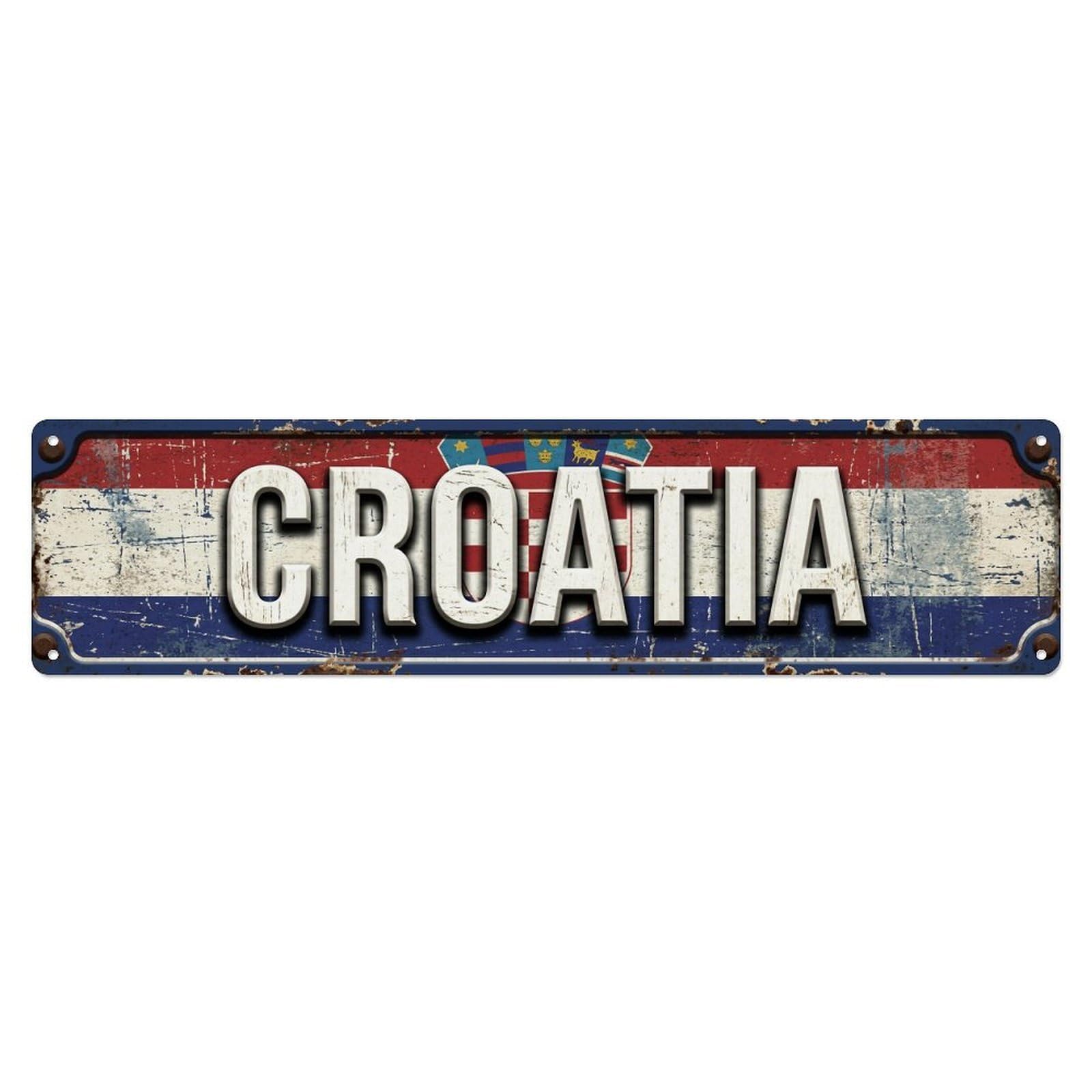 Vintage Croatia Flag Pattern Metal Tin Sign