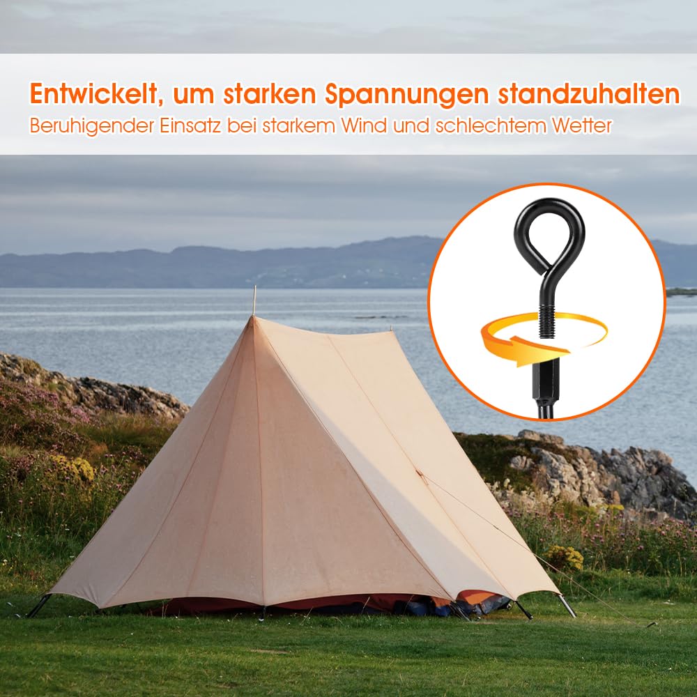 Bodenanker Erdanker, Bodenanker Trampolin Zum Eindrehen, Heavy Duty Trampolin Anchor für Zelte, Schaukelgestell, Vordächer, Camping, Widerstehen Starkem Wind Rostfrei 4/8er Set