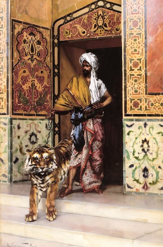 Pintura sobre Lienzo El Tigre Favorito del Pasha Rudolf Ernst Cuadro Salón 60x90