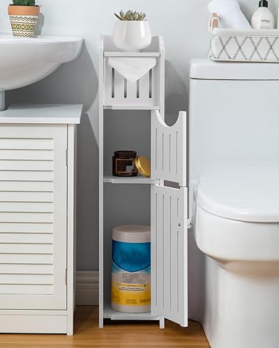 Miniatura 4 de AOJEZOR Gabinete de almacenamiento de baño gabinete de almacenamiento de baño pequeño - Soporte de papel higiénico apto para Mega Roll, Blanco