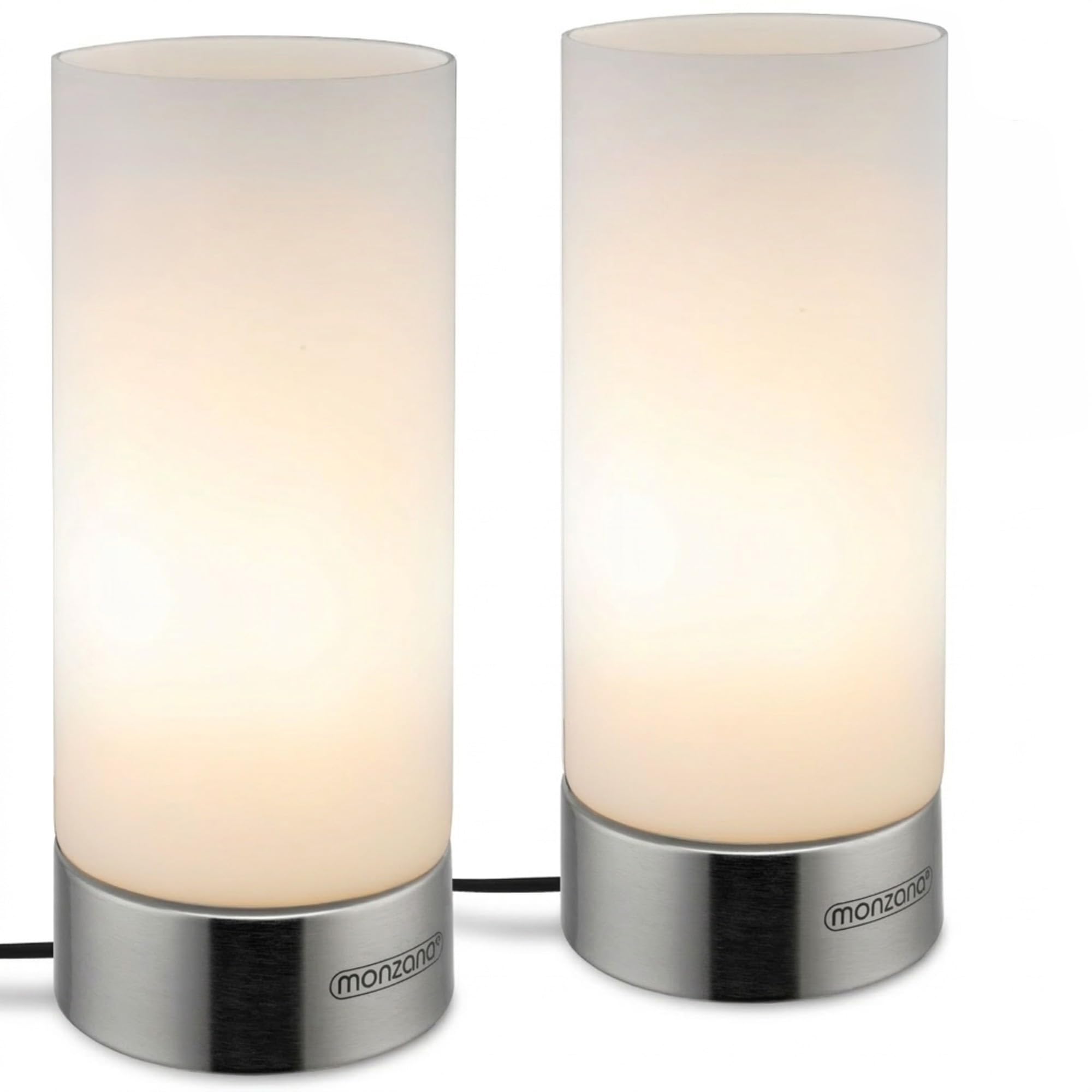 Monzana® Set of 2 Table Lamps | Touch Control with 3 Brightness Levels | Glass Shade & Non-Slip Base | Includes Energy-Saving LED Bulbs | Modern & Versatile Lighting for Any Room