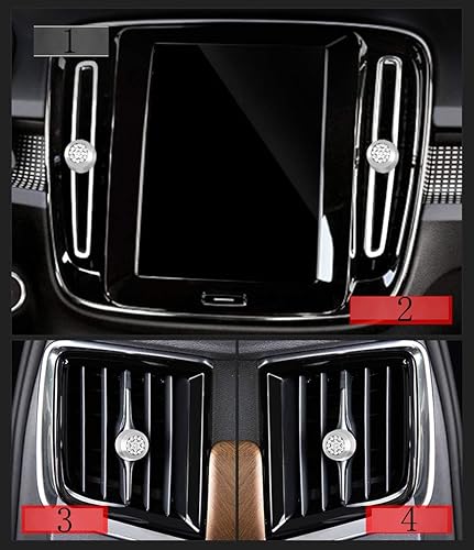 Miniatura 2 de 4 piezas de anillos de cubierta brillantes de cristal plateado con diamantes para perillas de interruptor de control de clima de aire acondicionado