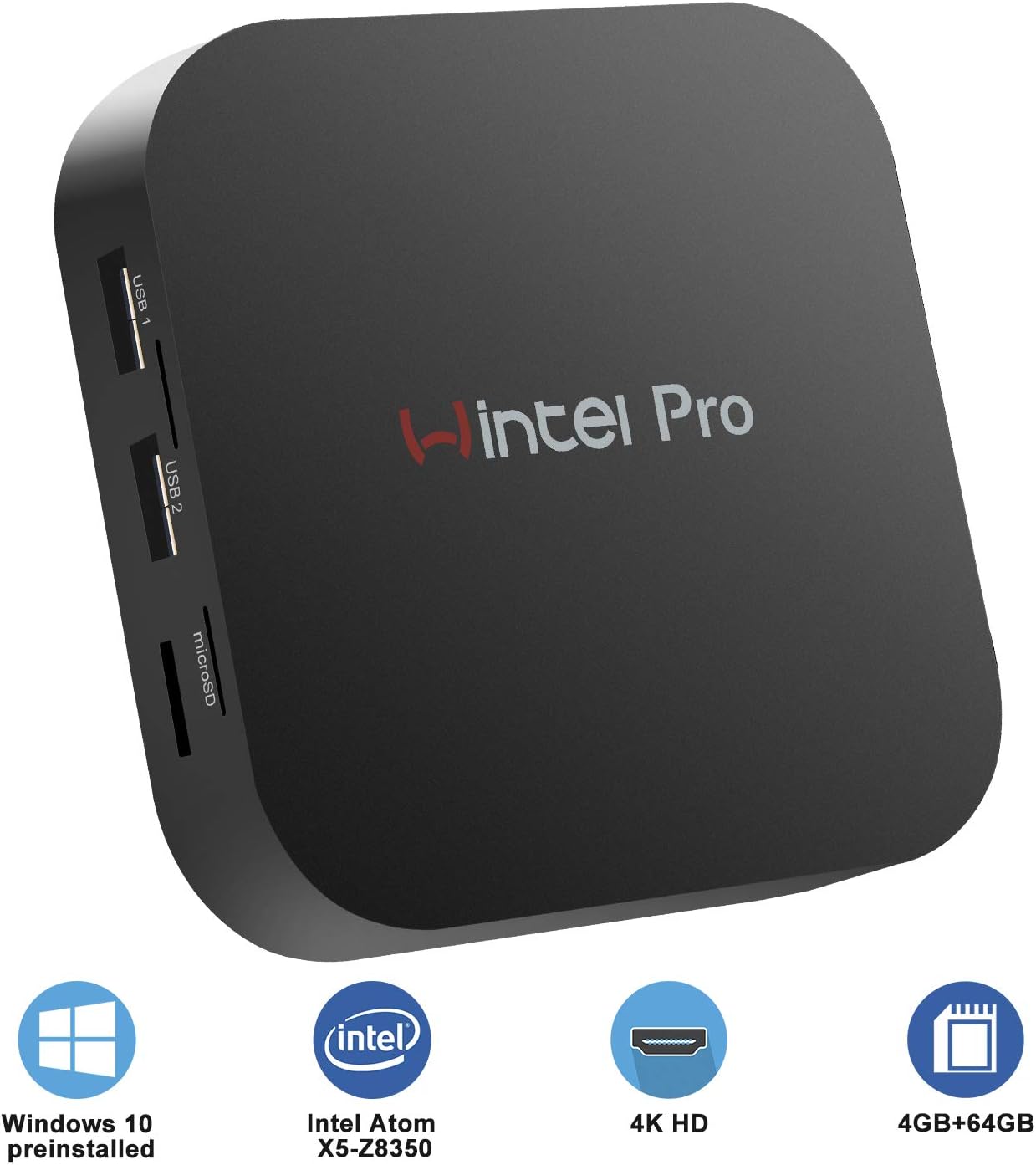 Mini PC W8 Pro Intel x5Z8350 HD Graphics Fanless Mini Desktop Computer