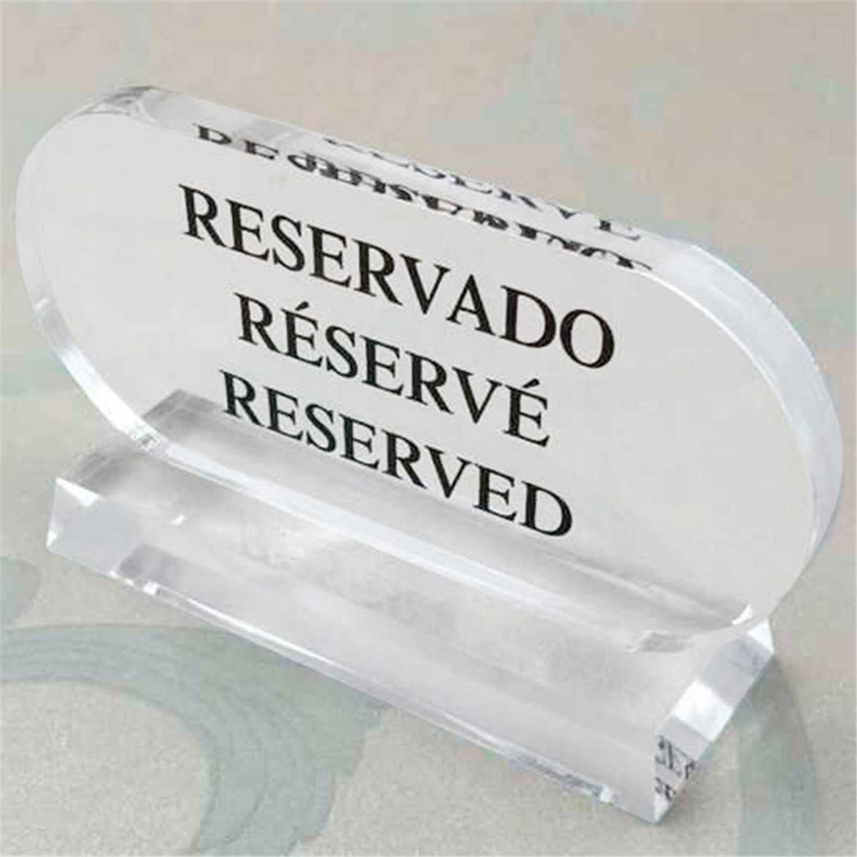 García de Pou 210.05 Placa - Reservado-Réservé-Reserved, 13.5 x 7.5 cm, Set de 100, Transparente