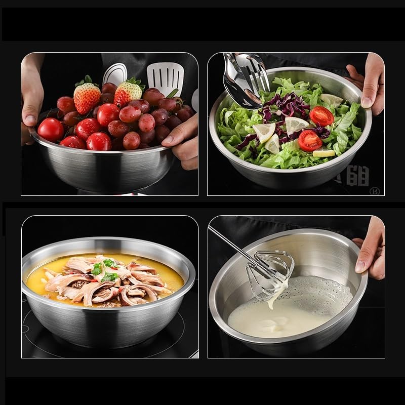 Cuenco de acero inoxidable 304 recipiente de cocina de 24 cm con tapa 4