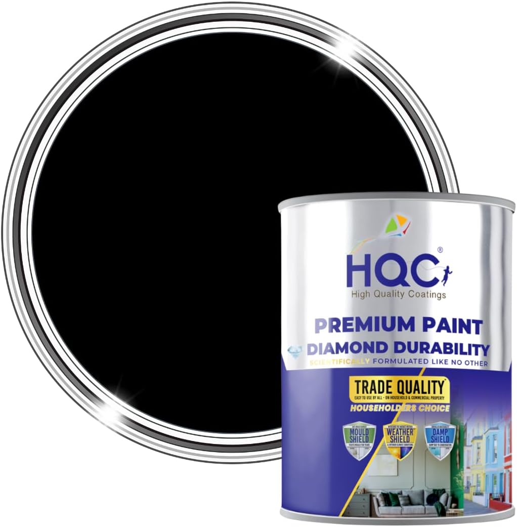 HQC Fence and Garden Paint | Furniture, Shed, Wood, Outdoor Paint | Garden Fence | Quick-Drying | 5L Black