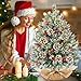 24 Inch Realistic Snowy Tabletop Christmas Tree Small Christmas Tree with 50 Warm Lights Battery Operated Xmas Tree Berry Pinecone Burlap Base Indoor Home Table Christmas Decorations