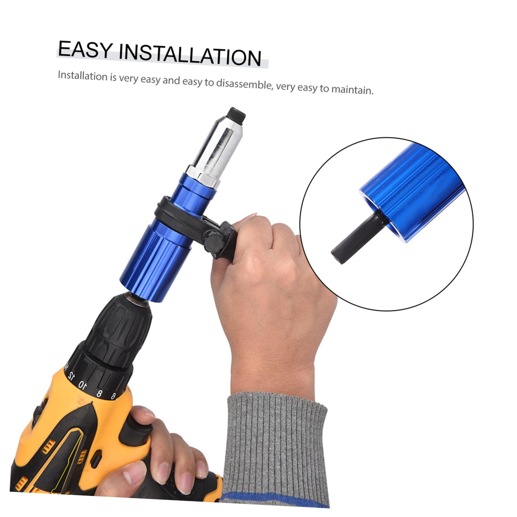1 Ensemble Adaptateur De Rivet Électrique Avec Outil De Conversion Pour Tirage De Rivets Avec Et Foret Aluminium Alloy