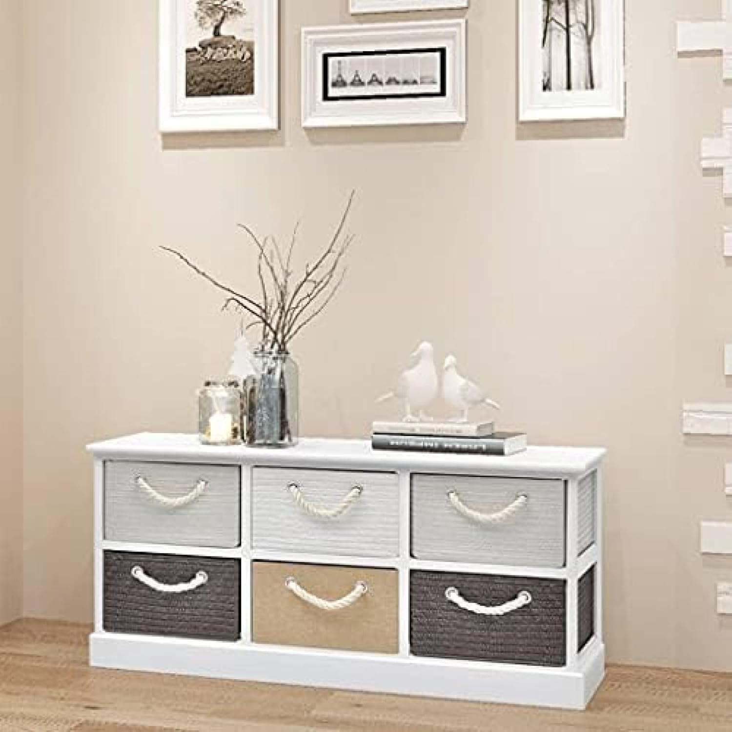 Banc de rangement 6 tiroirs bois pour organiser votre maison