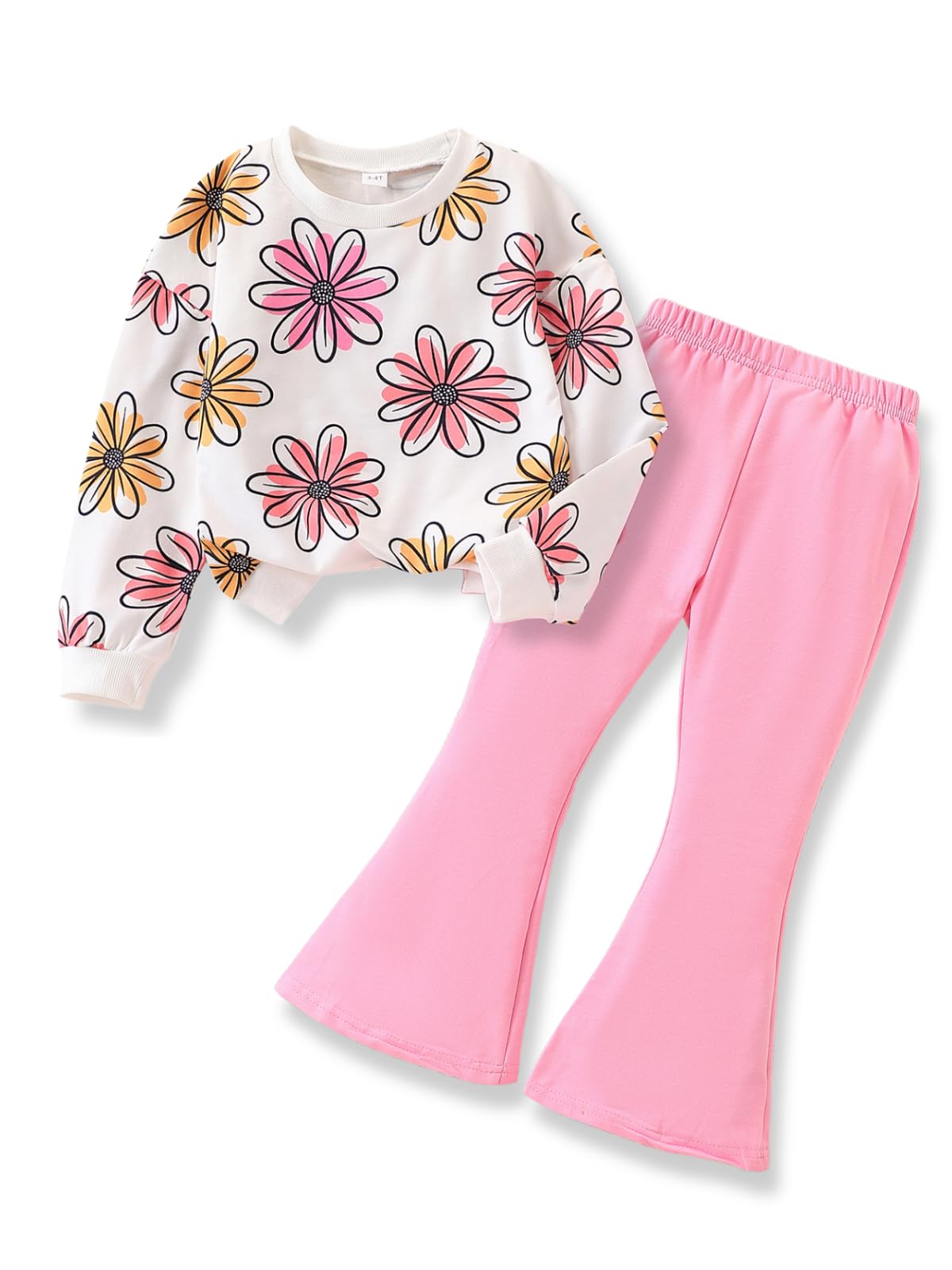Toddler Girl Clothes Floral Printed Sweatshirt Pants 2Pcs Fall Outfits for Little Girls Clothing Set Size 3-7 Years