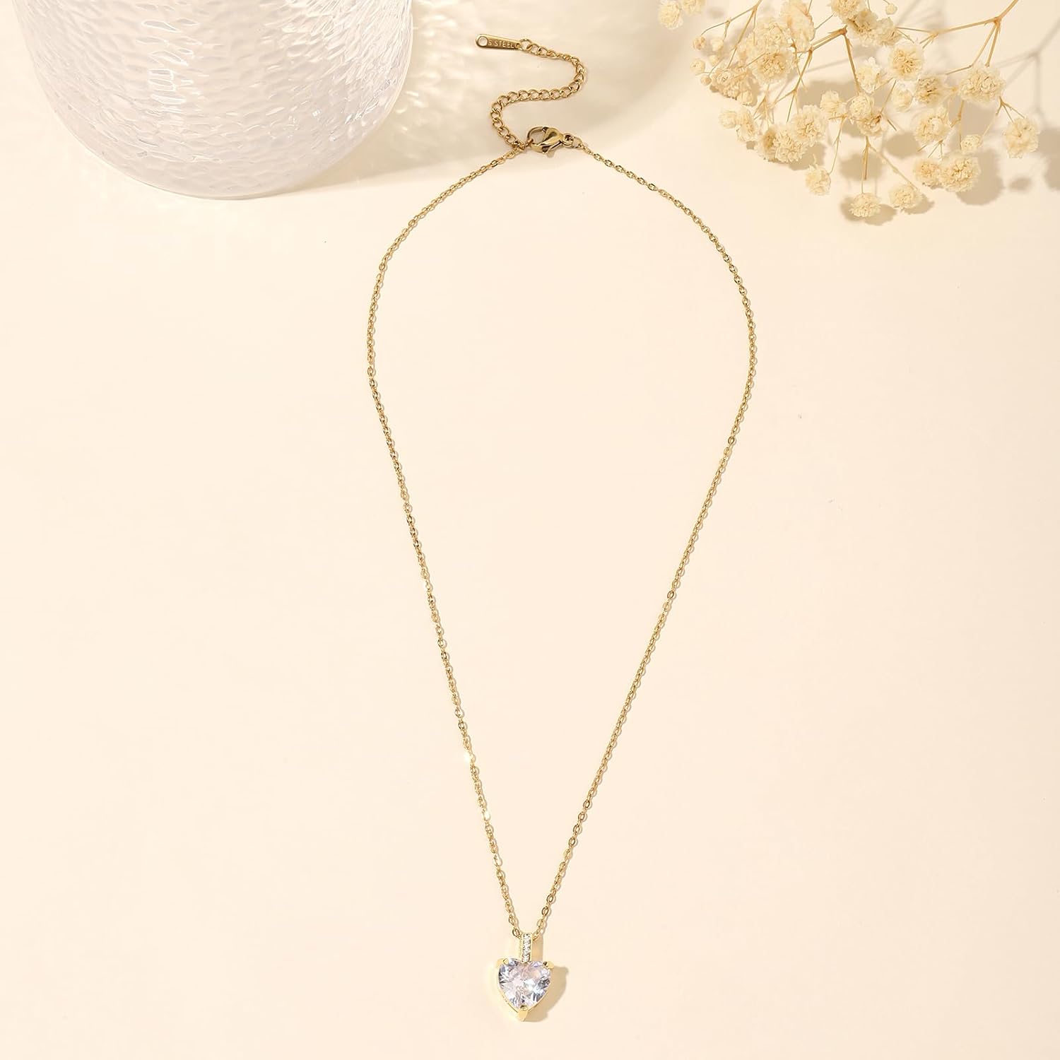 Heart Birthstone Necklace for Women, 14K Gold Plated Birthstone Pendant Necklace Cubic Zirconia Diamond Necklace Dainty Gold Necklace Birthday Gifts for Women Girls - Image 4