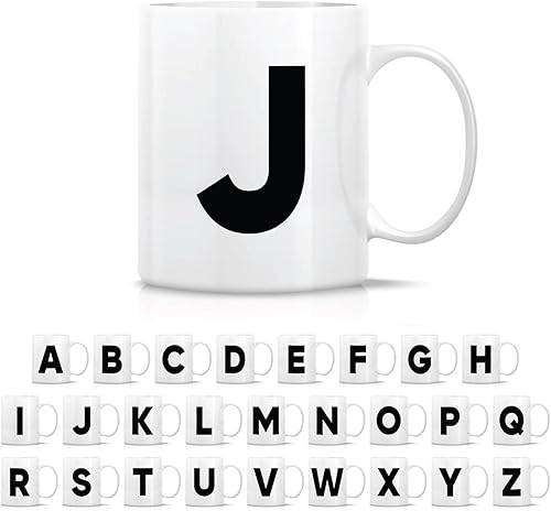 Retreez Taza con monograma con monograma del alfabeto de la A a la Z, taza de café de cerámica de 11 onzas  Agradecimiento de graduación, regalos de