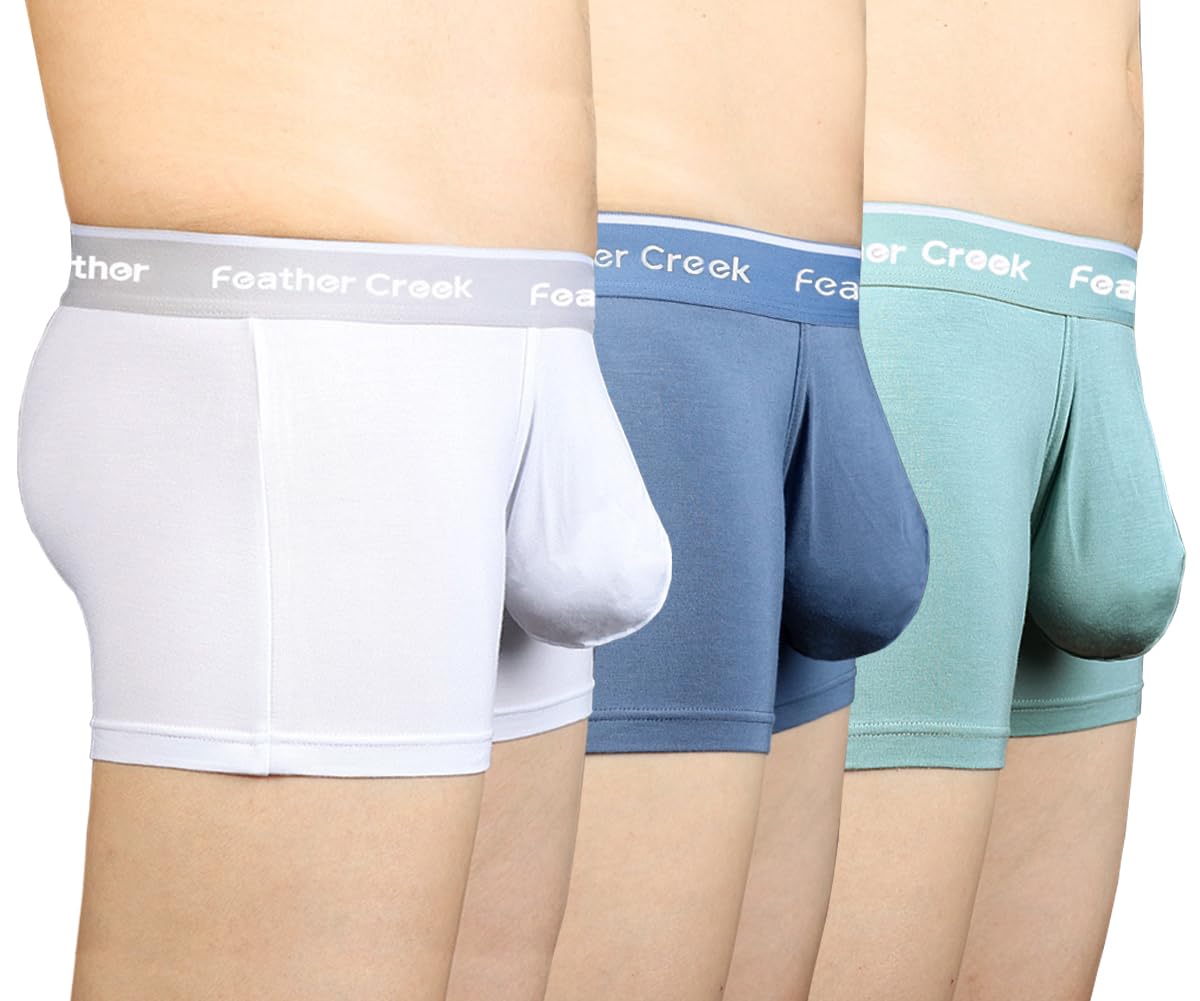 Mens Pouch Trunks Separate Big Enhance Underwear Briefs Comfy Mid-Rise Pouch Bikini Brief Boxer Briefs