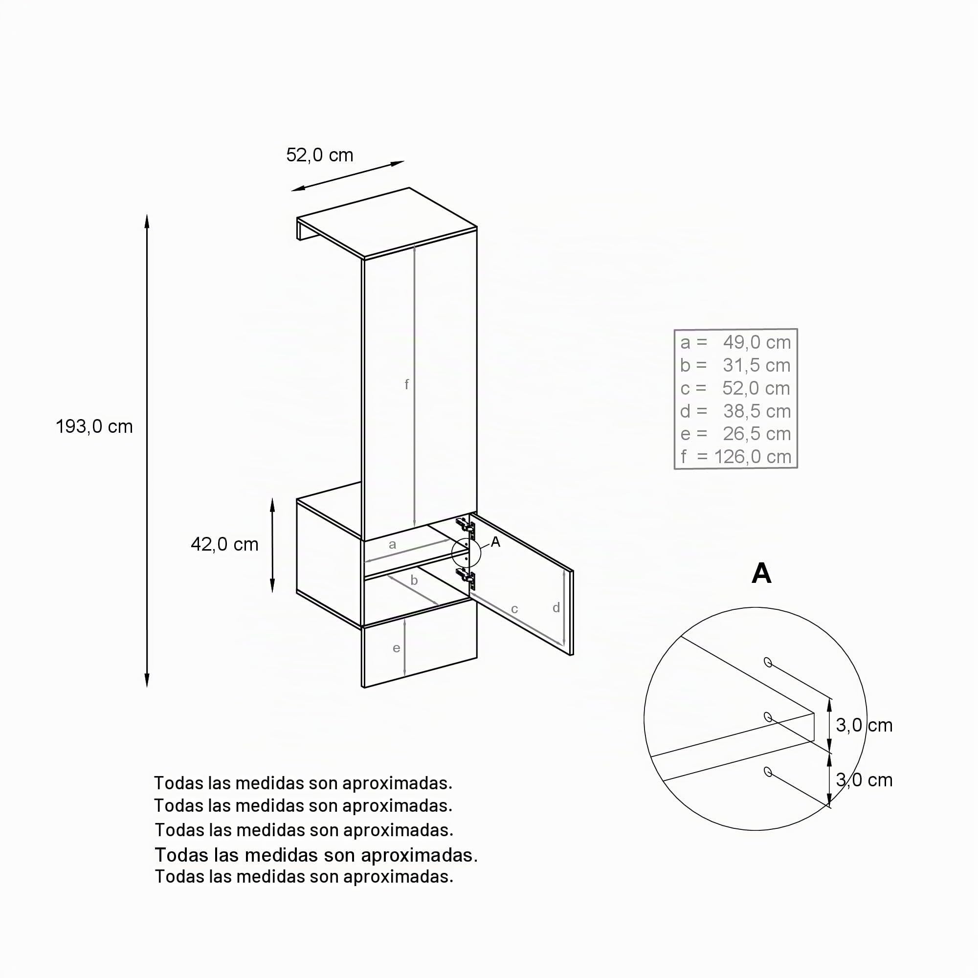 Vladon Mueble recibidor Carlton Set 5, Mueble de Entrada Compuesto por 1 Perchero con Puerta integrada y 1 Barra, Blanco Mate/Blanco de Alto Brillo (52 x 193 x 35 cm)