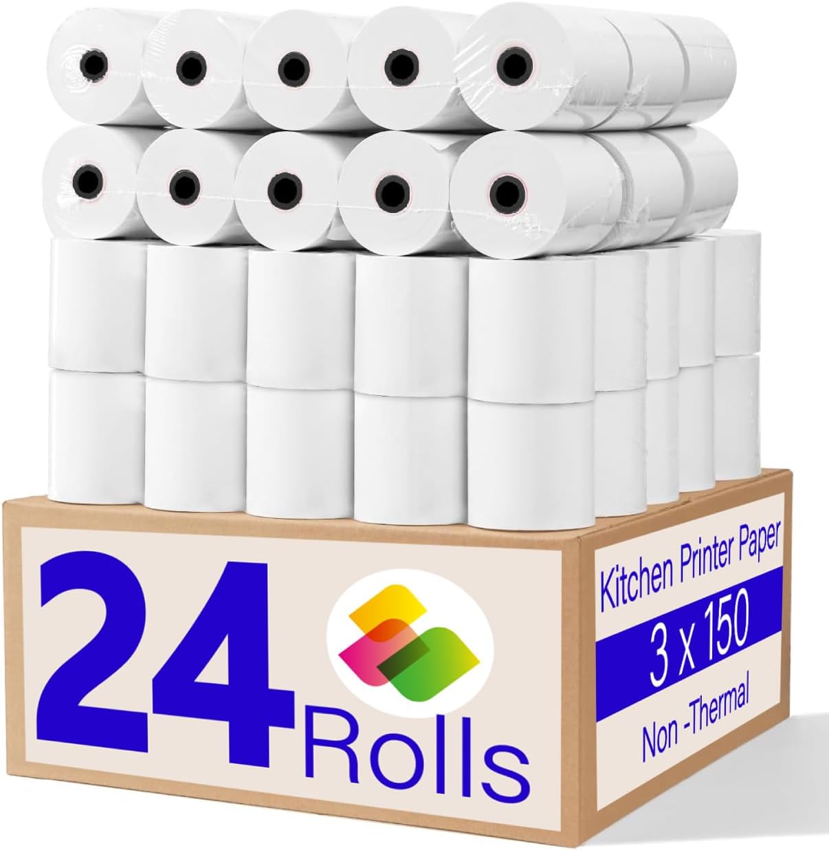 Star SP700 Kitchen Printer Paper (24 Rolls) 3" x 150' 1 Ply Bond (Non -Thermal) Receipt Paper POS Cash Register Paper for TMU200 SRP275 from 3000LABELS DIRECT 3" 1 Ply 150' Bond 24 Rolls