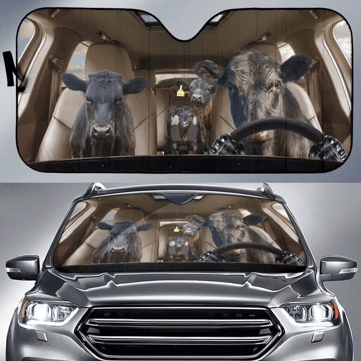 Couverture Pare-Brise Voiture Universelle Pliable pour Auto et Camion Motif Famille Vaches