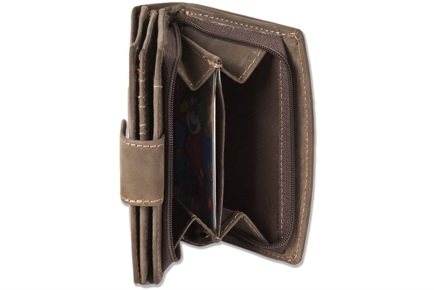 Woodland Monedero compacto de lujo de las mujeres con muchos bolsillos para tarjetas de crédito hechas de aficionados no tratados