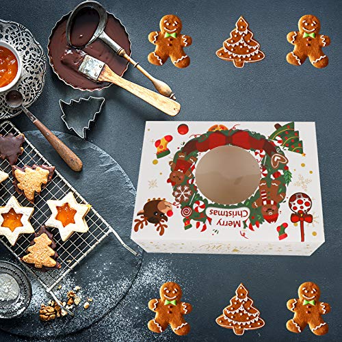 image for Ujuuu 18 Packs Christmas Cookie Boxes with Window Kraft Bakery Boxes w