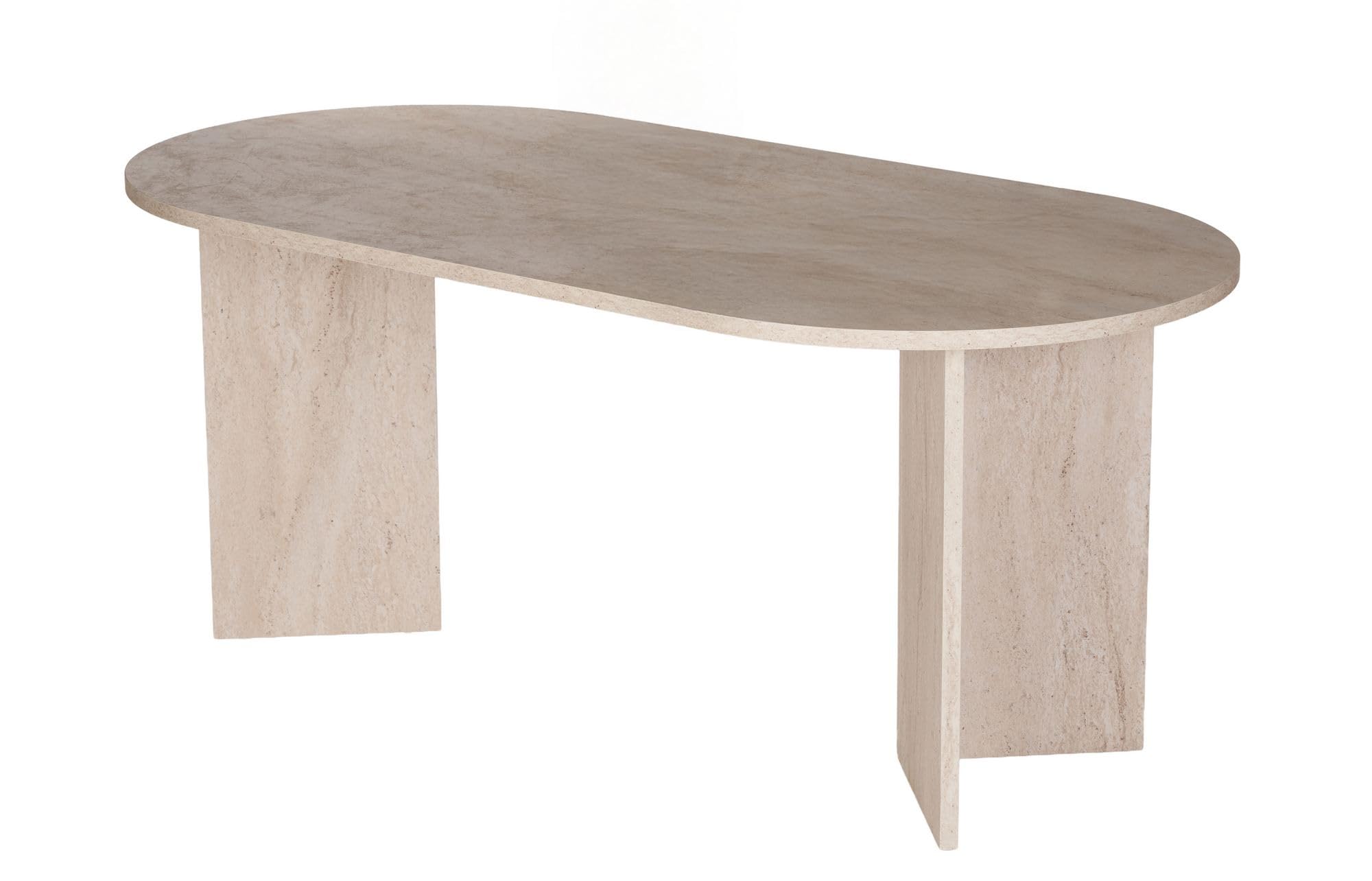 Eleganter Esstisch, Travertine-Farbe, 180 x 75 x 89,5 cm | 100% melaminbeschichtete Spanplatte, 25 mm Stärke | perfekt für Moderne Essbereiche