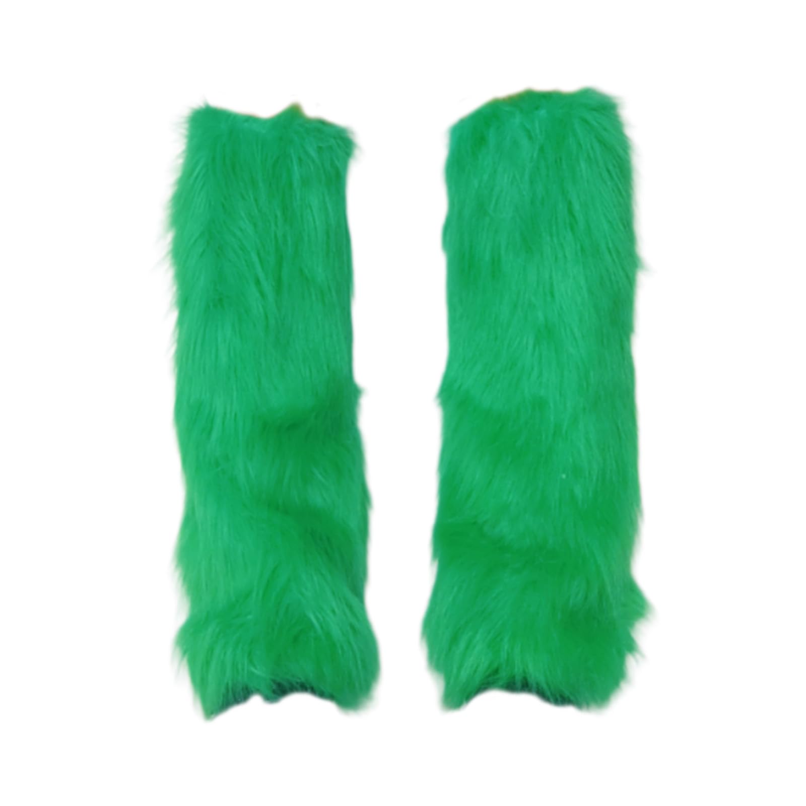 Fuzzy Boot Cuffs Leg Warmer For Women Girls Japanese Aesthetic Punk Solid Green Plush Leg Knee Length Sock