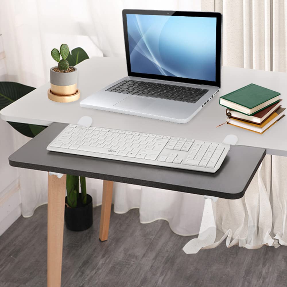 Vassoio Ergonomico da Scrivania Estensibile Supporto Con C - Clip, Staffa Supporto Vassoio Pieghevole Tastiera per Casa e Ufficio, Bianco