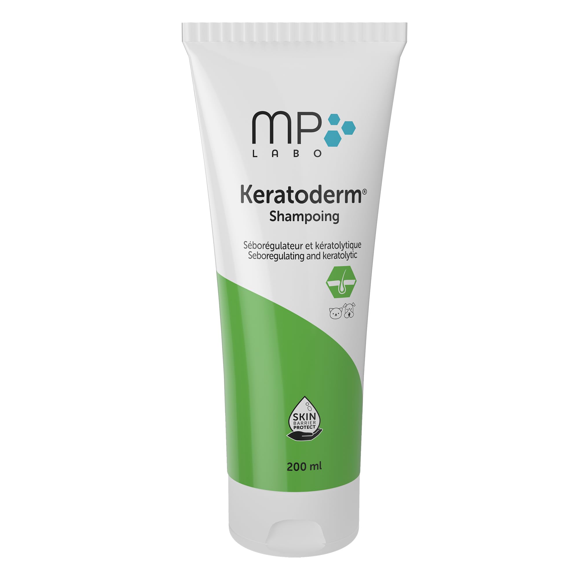 MP Labo Keratoderm® Szampon 200 ml – regulujący wydzielanie sebum i złuszczający – technologia Skin Barrier Protect™ – dla psów i kotów