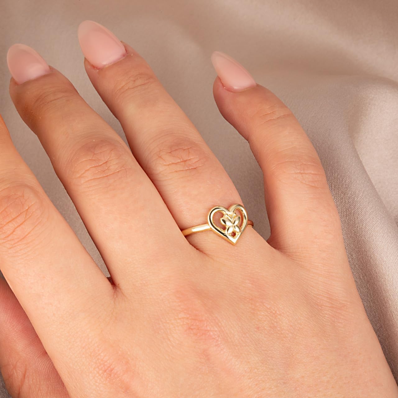 Claddagh Gold 10K &14K Butterfly Heart Love Ring Available In Yellow/Rose/White Gold Gold with Multiple Ring Size