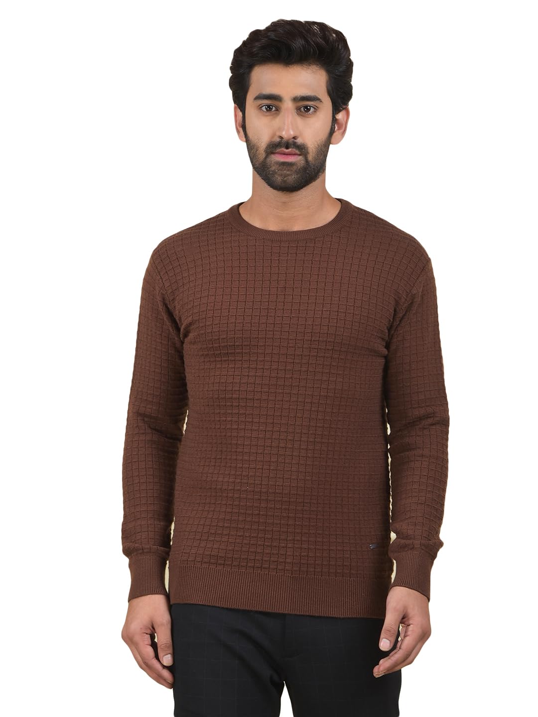 crimsoune club Men's Brown Jacquard Sweater-picture-35