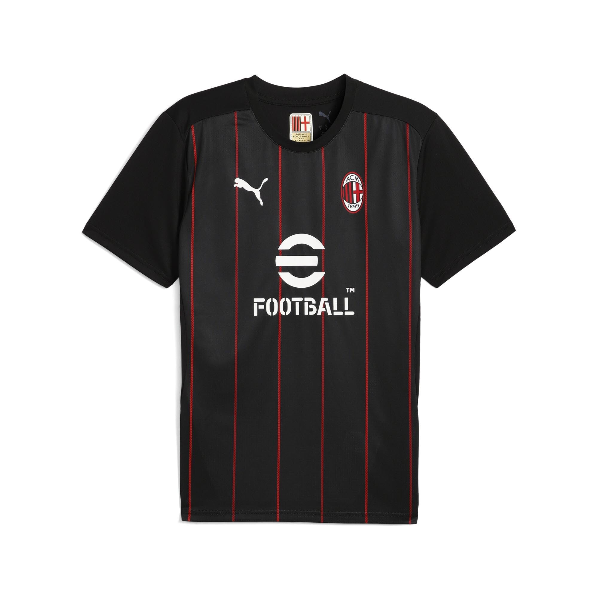 A.C. Milan - T-Shirt Prematch, Adulto, Maglia da Calcio e da Allenamento a Maniche Corte, con Logo AC Milan e Puma, Prodotto Ufficiale, Unisex, Nero o Bianco