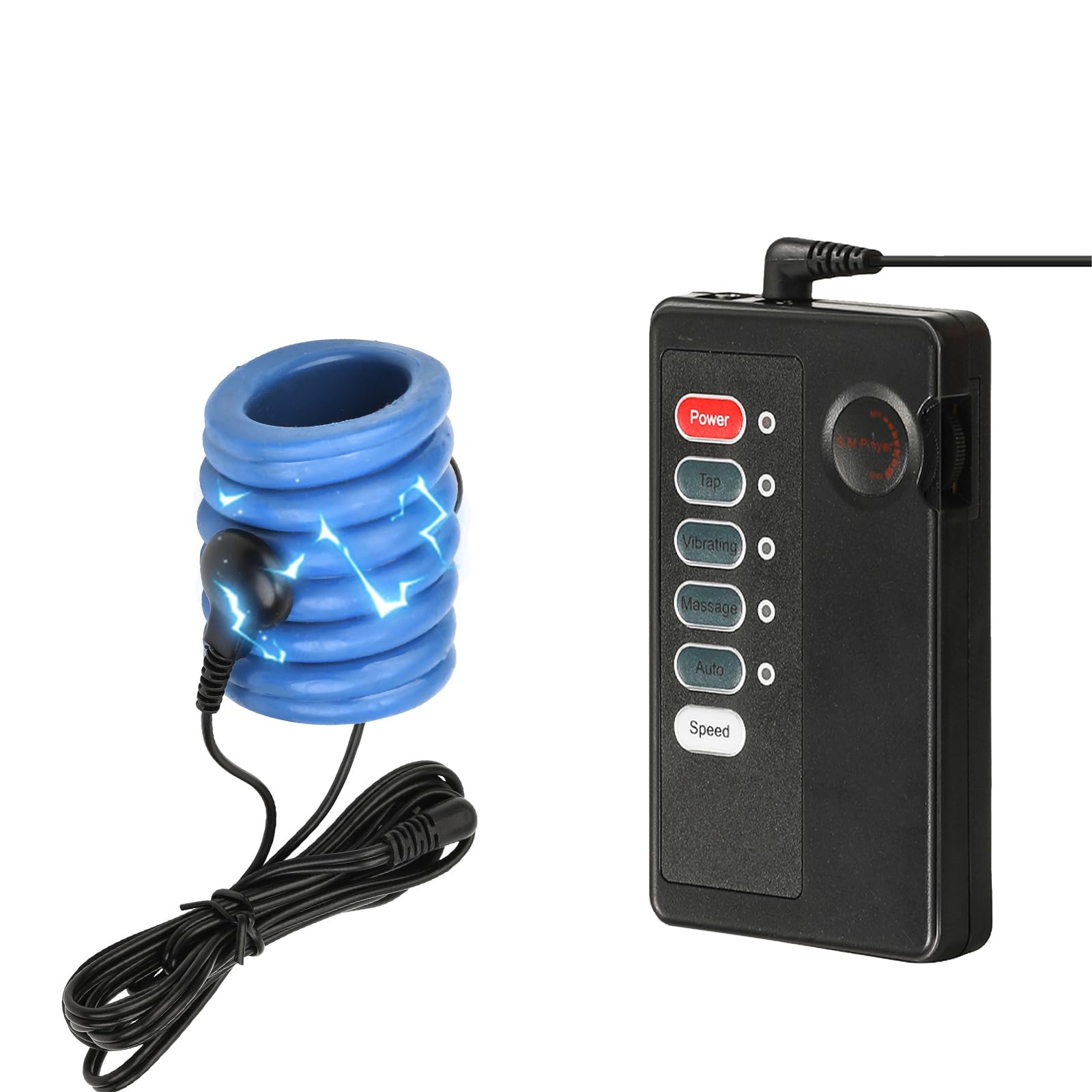 Anneau Pénien À Choc Électrique Renforcé Avec Anneau Pour Les Testicules Anneau Pénien En Silicone Extensible Pour Hommes Masseur E-Stim SM Avec Hôte Et Électrodes Pour Les Testicules Et Le Pénis