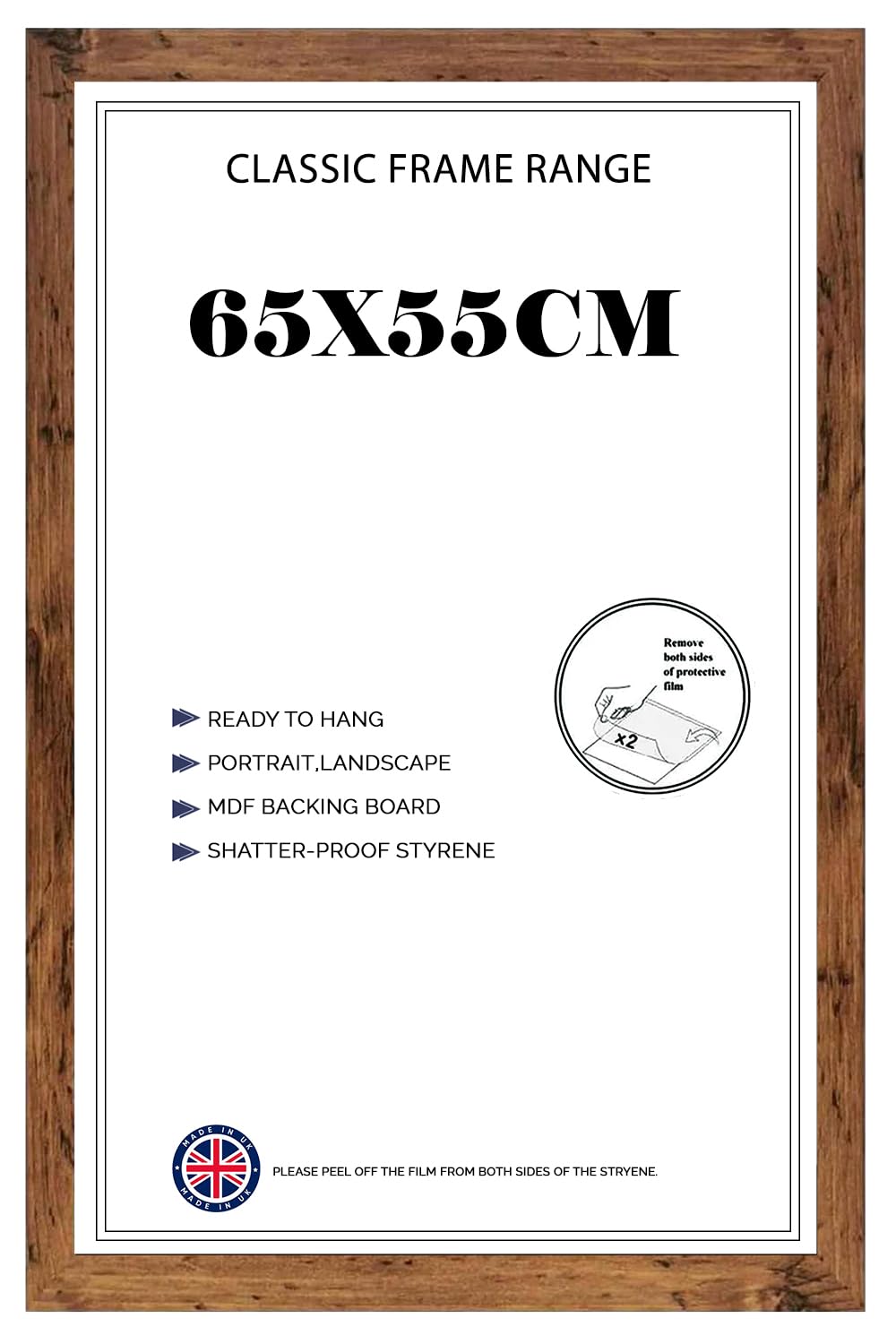 Modern Wide Poster Frame 65x55cm MDF HD Clear Front Jigsaw Puzzle Portrait or Landscape Rustic
