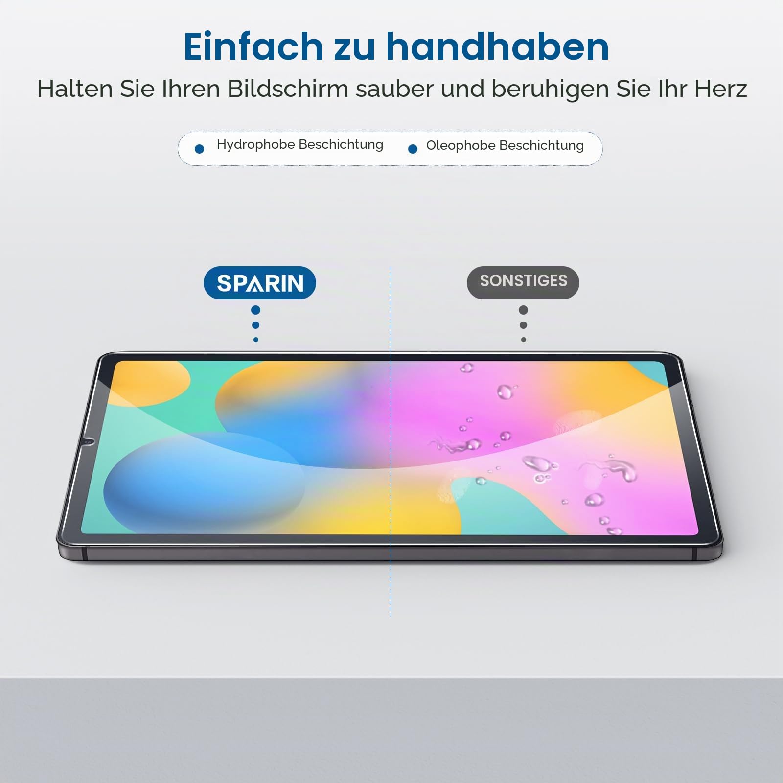 SPARIN 3 Stück Panzer Schutz Glas Schutzfolie für Samsung Galaxy Tab S6 Lite 2024/2022/2020 10,4 zoll, 9H Härte Displayschutz Folie