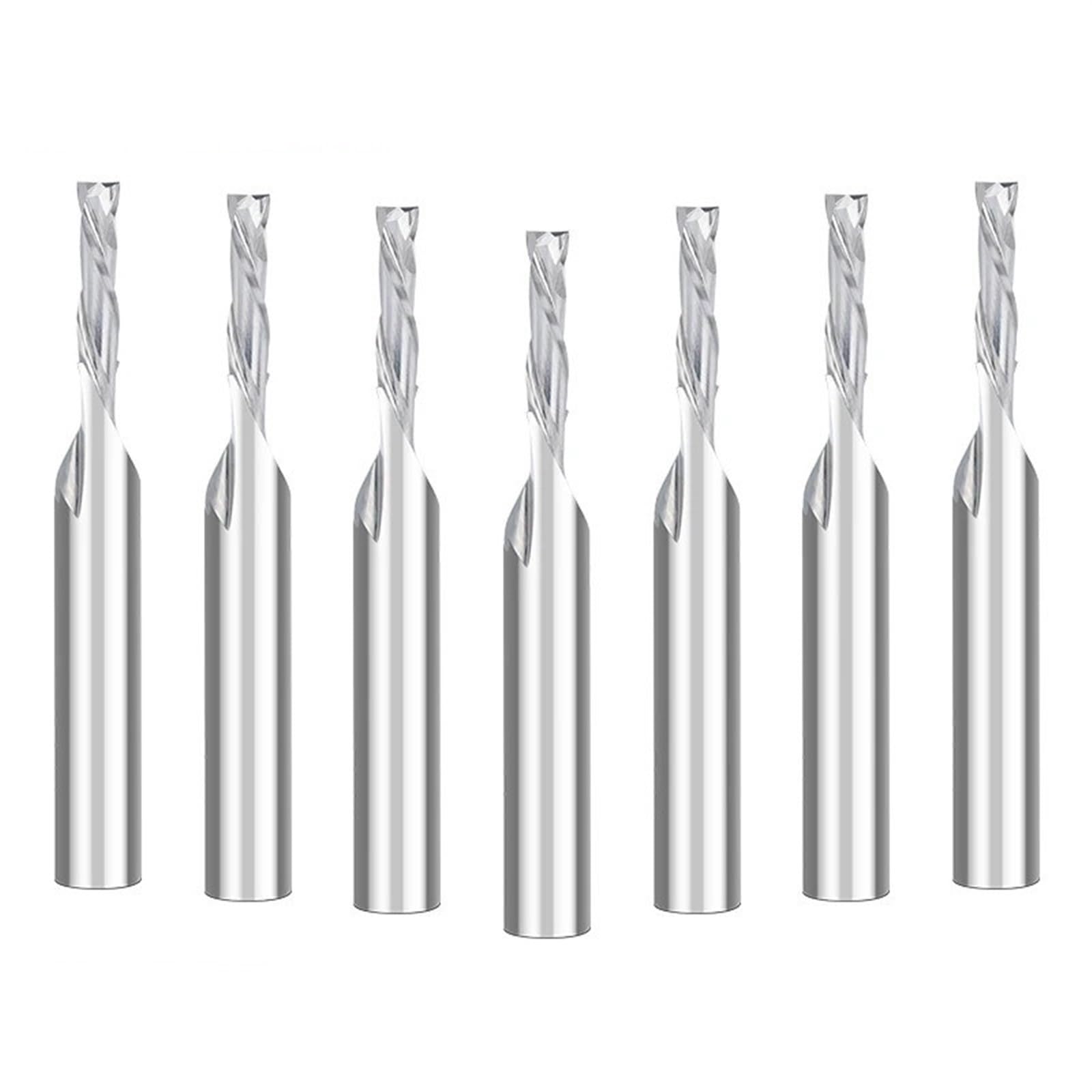 TBZOQAID 7pcs Up & Down Cut Bit 1/4 Inch Shank Woodwork Milling Cutter Two Flute Carbide Spiral CNC Router Bits Compression End Mill 1/8 Cutting Diameter