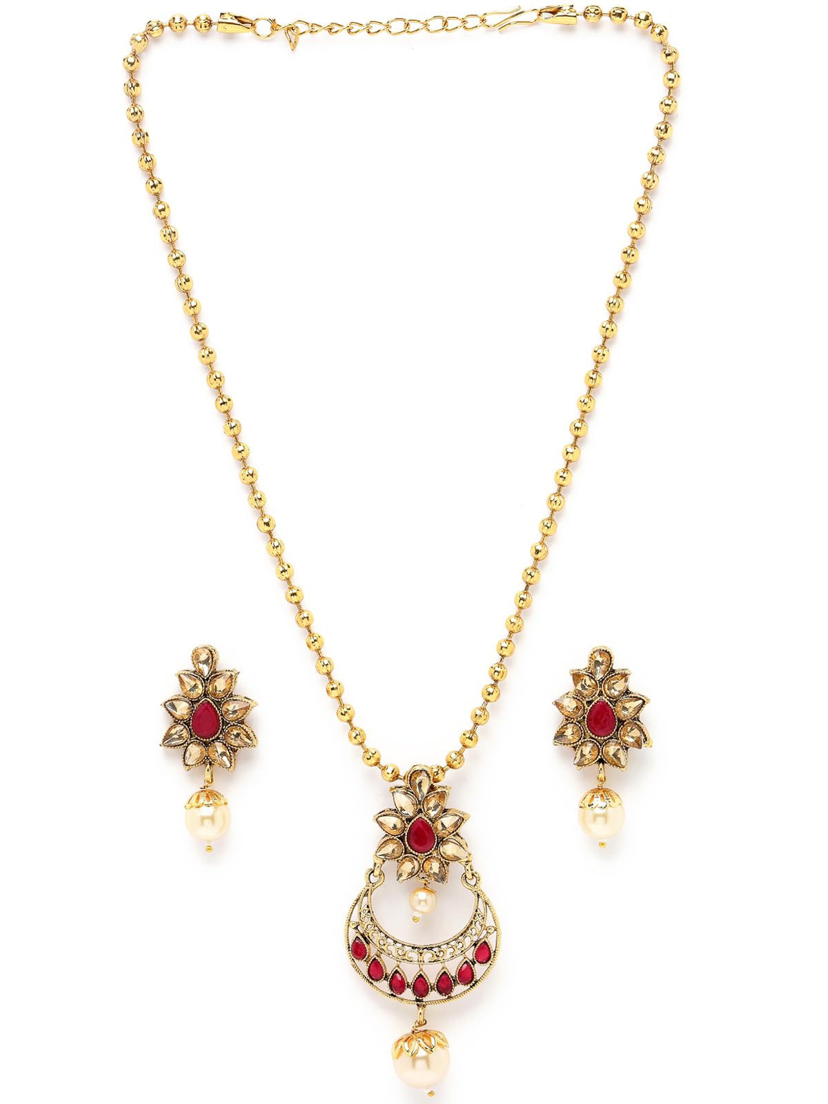 Sukkhi Eye-Catching Red Stone Multistring Long Necklace Set And Earring | Jewellery Set For Women (NS105684) (B0CBBBDDXD) Amazon Price History, Amazon Price Tracker