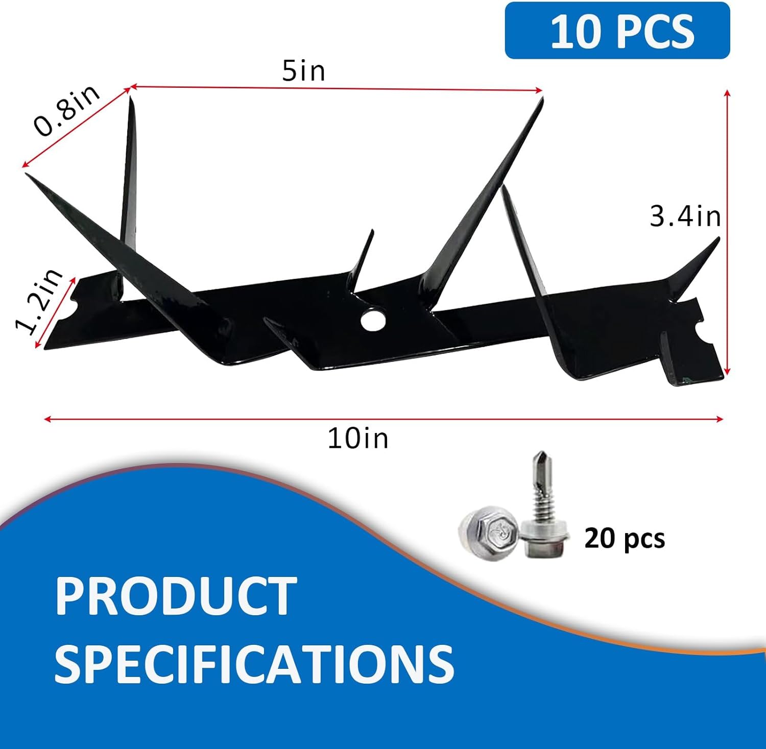 Anti-Climbing Spike Spikes Coyote Deterrent Fence Anti Theft Spikes for or Wall Decoration (Size 98 inches) blackmetal Fence Spikes 10 pcs (9.8×1.8x3.4in)