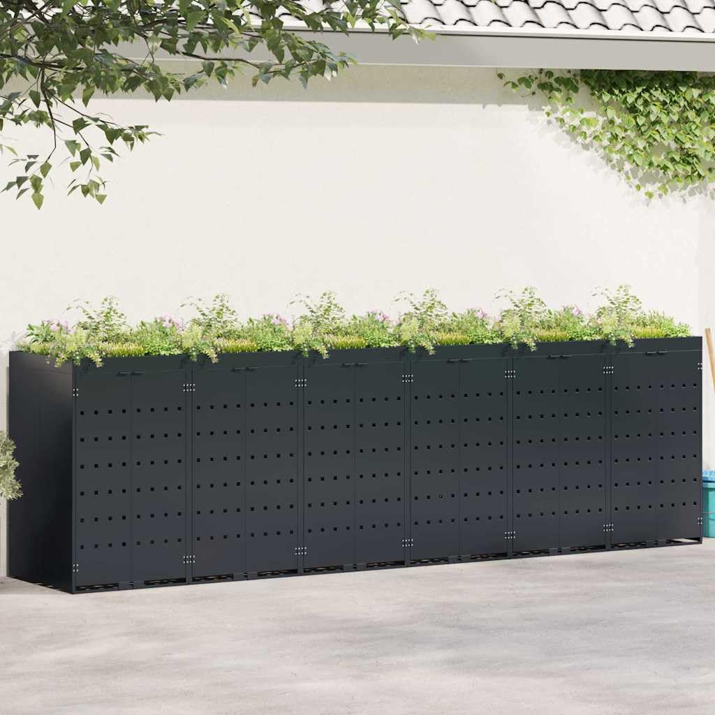 Genérico Almacenamiento de Cubos Wheelie para 6 Cubos Negro,Casa y jardín,Productos del hogar,Accesorios para contenedores de residuos,Soportes para contenedores de residuos-3394742