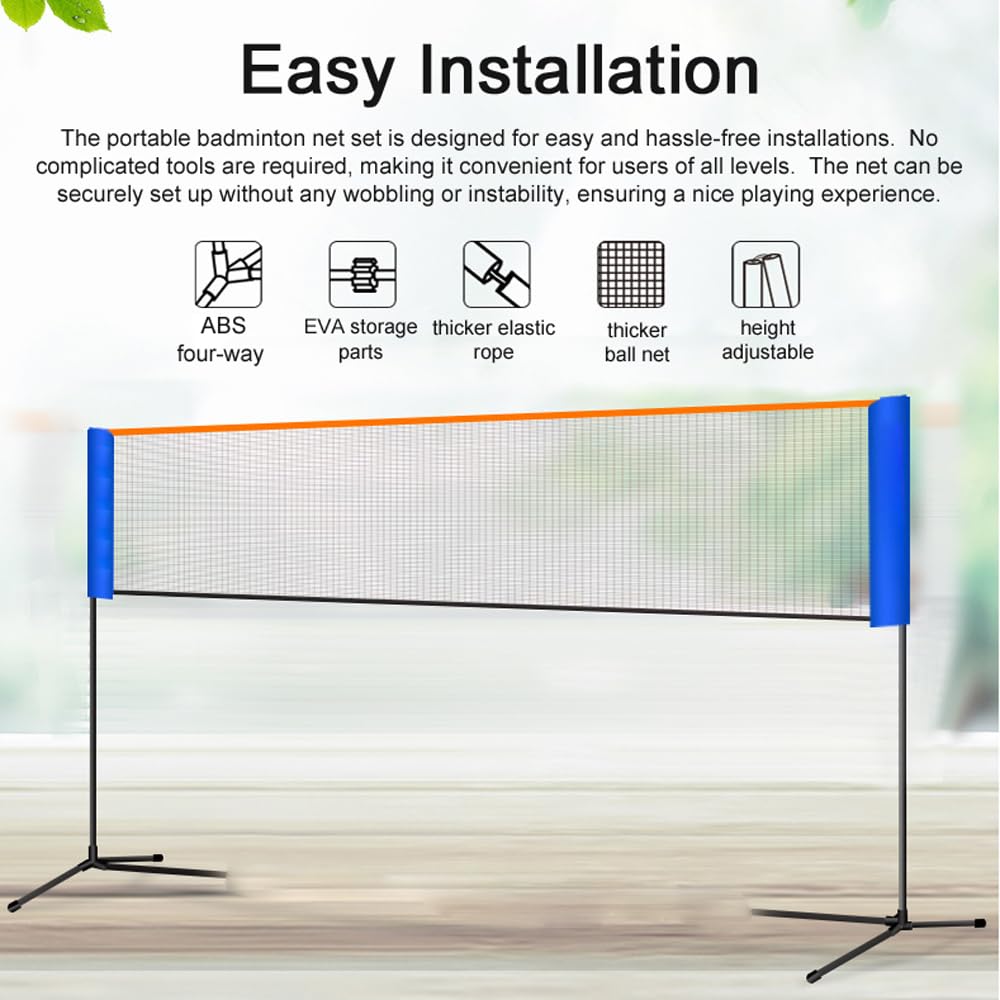 Badminton Net, 20 Pollici di Tennis Portatile per Pickleball, Tennis, Badminton