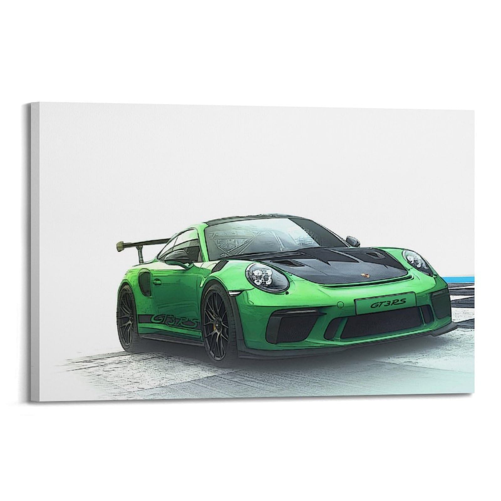 Niziee Frame-Style Sport Racing Car Poster 911 991.2 Gt3 Rs Green German Supercar Decorative Painting Canvas Poster 08X12inch(20X30cm)