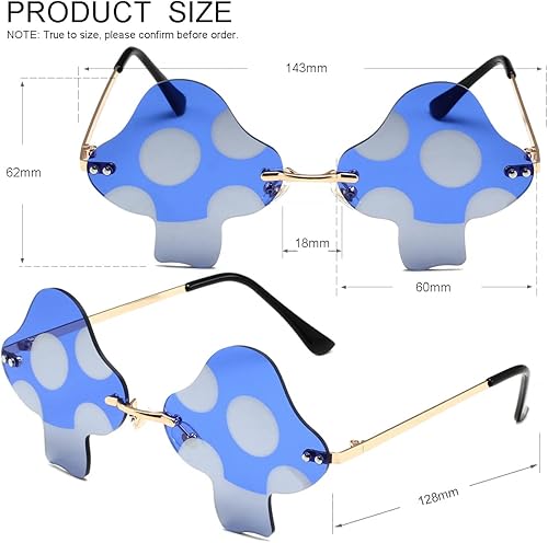 Miniatura 4 de JOVAKIT Gafas de sol con forma de hongo para mujeres y hombres, gafas de sol vintage sin montura retro para fiesta rave de Halloween