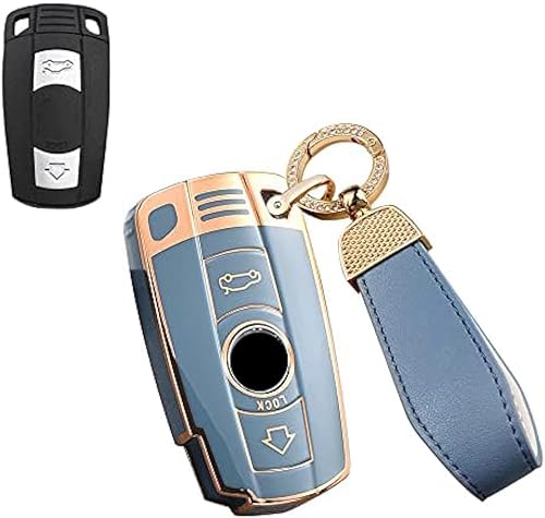 Miniatura 8 de SANRILY Golden-Edge - Funda para llavero de 2 botones para BMW F30 E90 E60 E70 E87 3 5 6 Series M3 M5 X1 X5 X6 Z4 Accesorios Funda de TPU sin llave