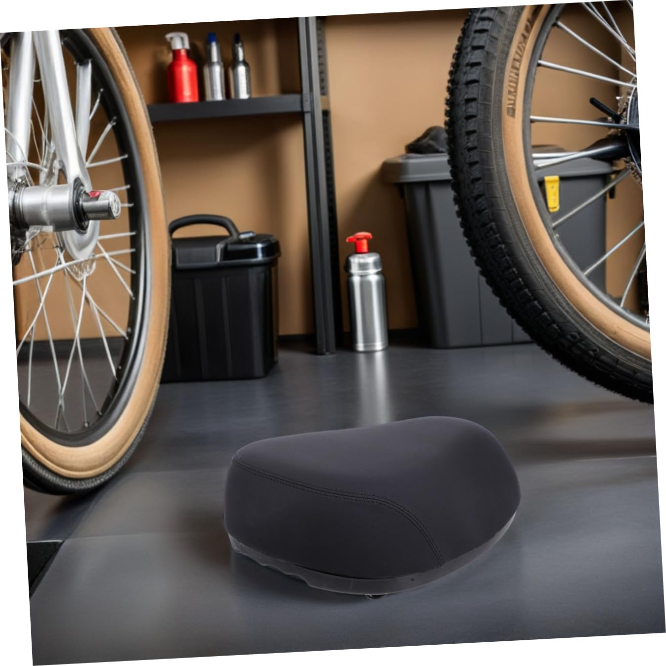 Mikikit Cuscino Sedile Bici Elettrica, Morbido e Spesso in Cuoio Nero Assorbimento a Molla, per Mountain Bike e Uso Quotidiano