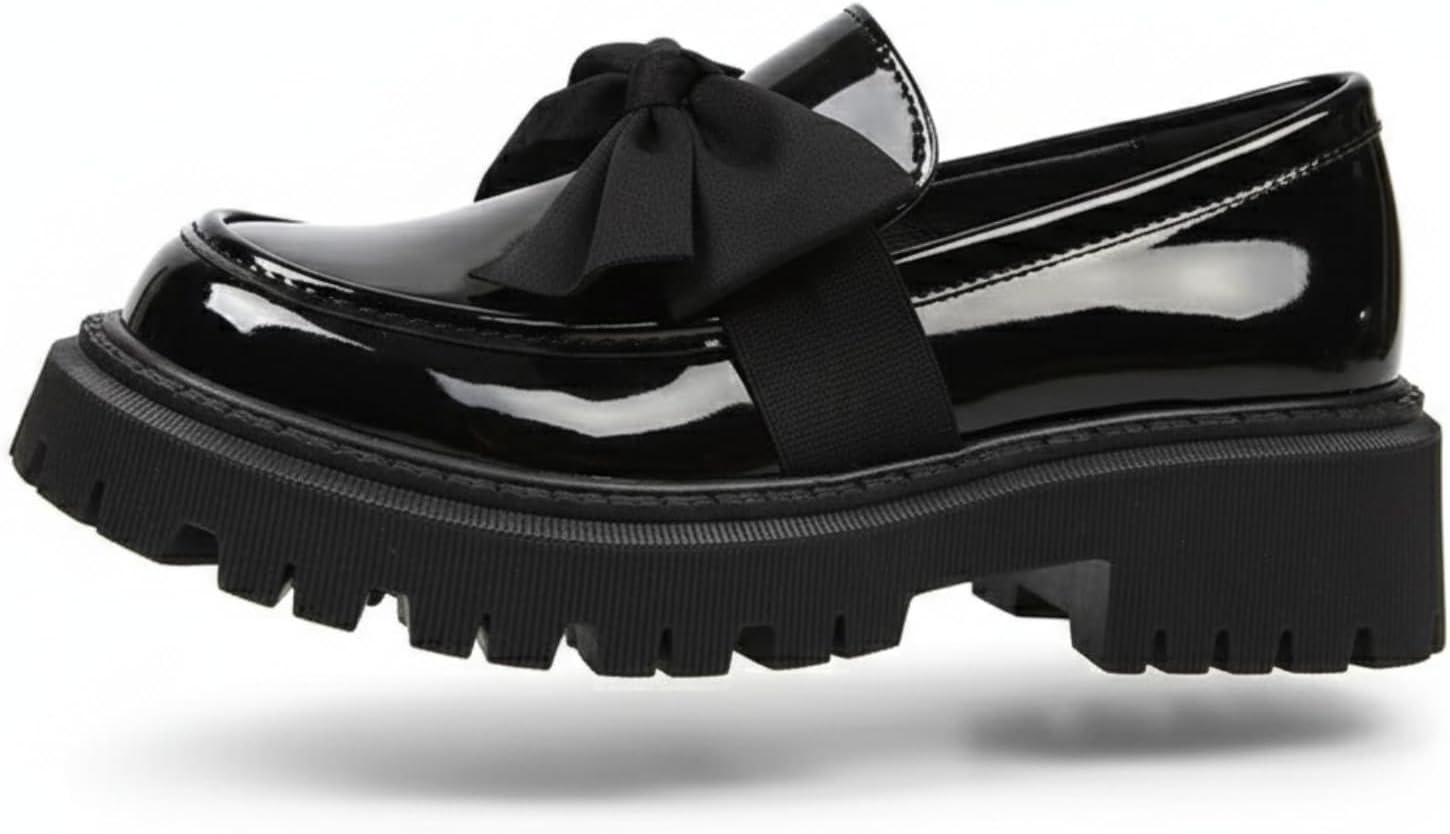 Women's Patent Leather Platform Loafers - Increased Height