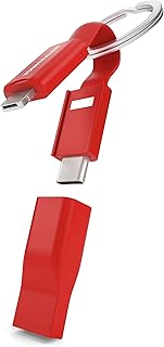Vonmählen High Five - Cavo di ricarica universale 5-in-1 - Innovativo Portachiavi con Cavo di ricarica Micro-USA, USB-A, USB-C per iPhone, Android e Smartphones - Rosso