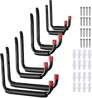 Garage Hooks, GETLITOOL 8 Pcs Garage Hooks Heavy Duty with EVA Foam, Bike Hooks for Garage Wall, 4 Size Wall Hooks Heavy Duty for Hanging Ladders, Bikes, Tools